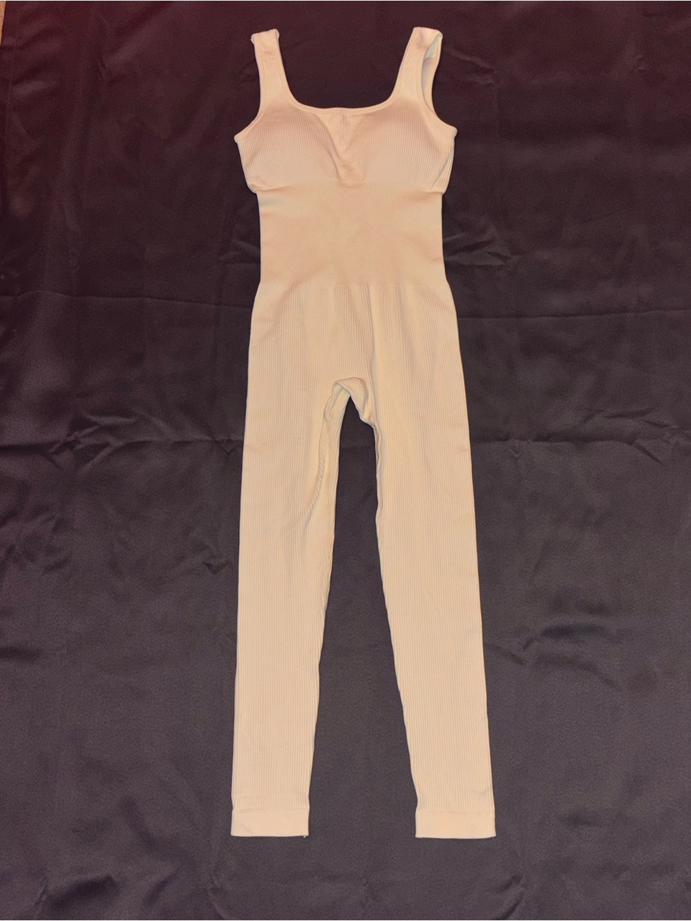 Women’s Cream Ribbed One-Piece Jumpsuit